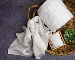 Mush Bamboo Luxurious Bath + Hand & Face Towel 900 Gsm | Ultra Soft, Absorbent & Antimicrobial Towel (White) -3 Piece
