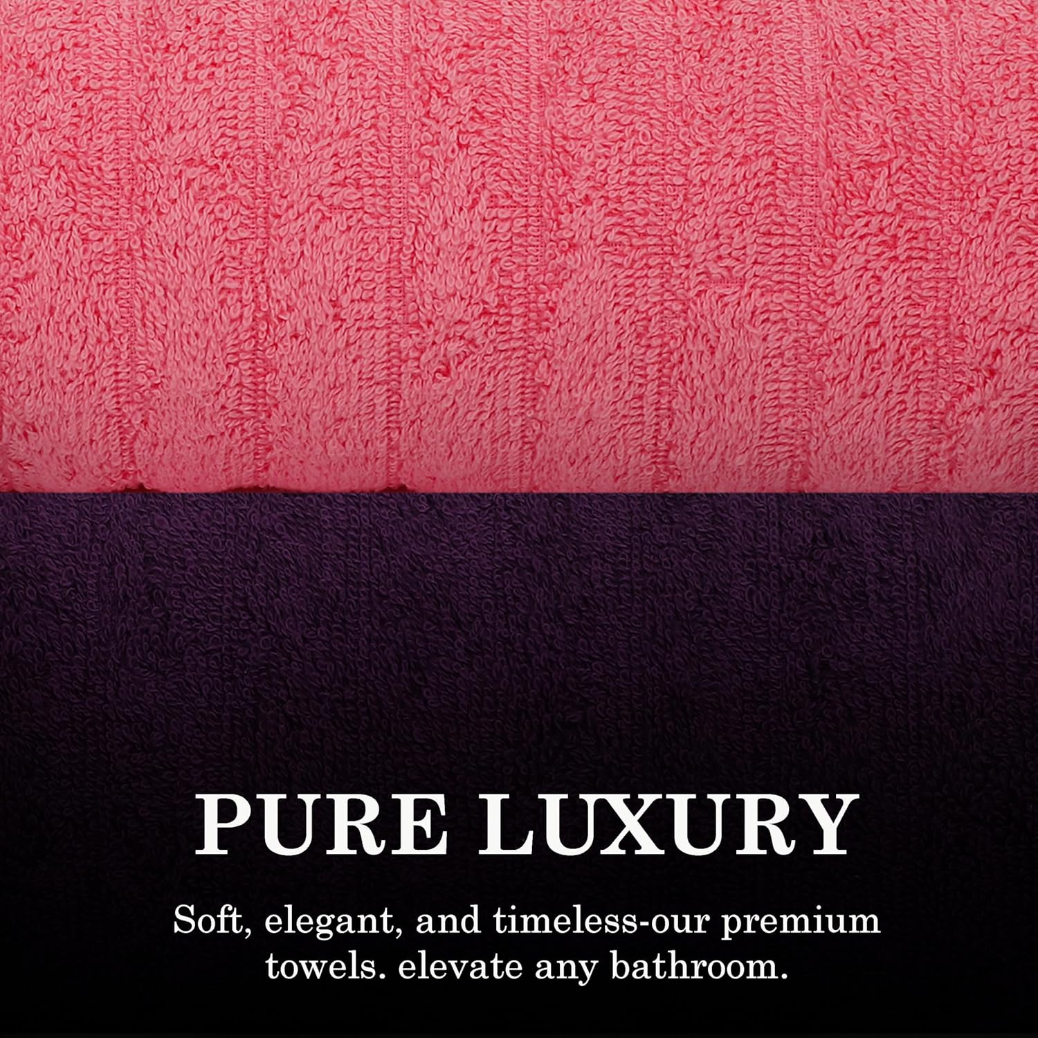 Casa Copenhagen Designed In Denmark Elegance Super Soft 2 Pieces 100% Cotton Large Bath Towel 610 Gsm - Purple & Pink