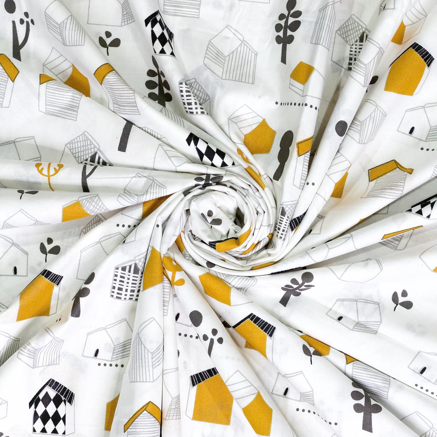 Printed Bedsheet For Double Bed 2 Pillow Cover - 60 X 78 Inches, White & Green | All Around Elastic Fitted - Ultra Soft & Breathable | Superior Softness & Breathability