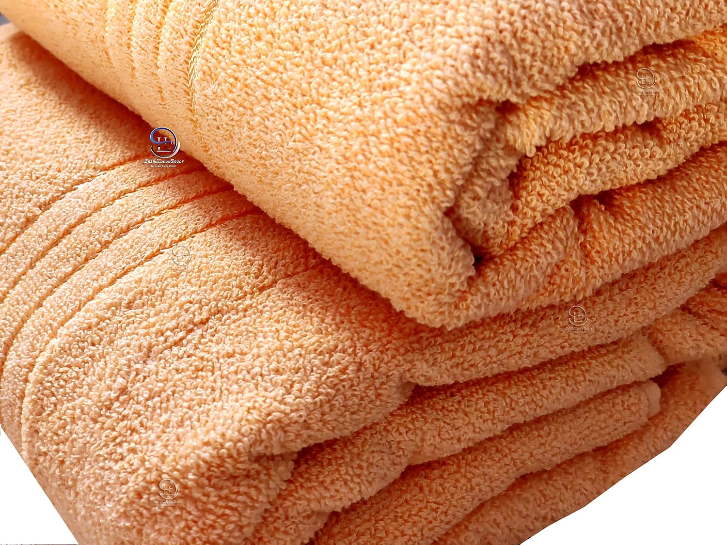 Lush Haven Decor Extra Large Big Men Bath Towel 1000 Gsm | 100% Pure Cotton Full Size Xxxl Ultra Soft, Absorbent & Quick Dry Towel (Peach) - Pack Of 2