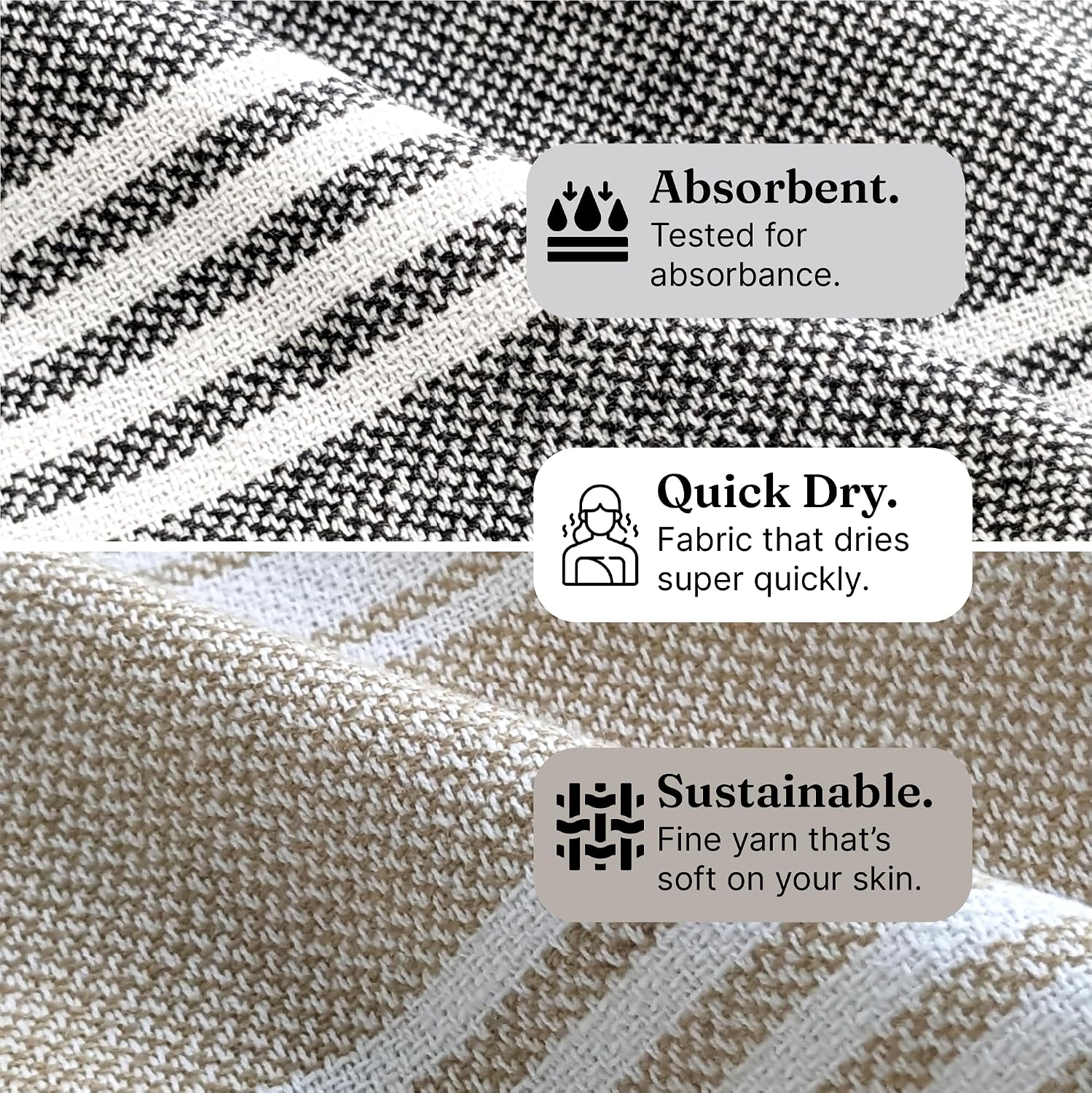 Indihaus Premium Cotton Hand Towel 310 Gsm | Soft, Absorbent, Multi-Purpose Towel Set | Serene Beige & Slate Grey (Set Of 4)