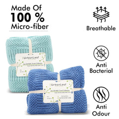 Urbanleaf Microfiber Large Bath Towel 630 Gsm | Quick Dry Super Absorbent Bath Towel For Men & Women | Pack Of 2 | 250 Tc (Blue & Light Green)