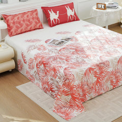 Soft Bedsheet For King Size Bed With 2 Matching Pillow Cover | 106 X 106 Inches, White & Red | Skin-Friendly Touch & Lasting Comfort - Soft & Breathable