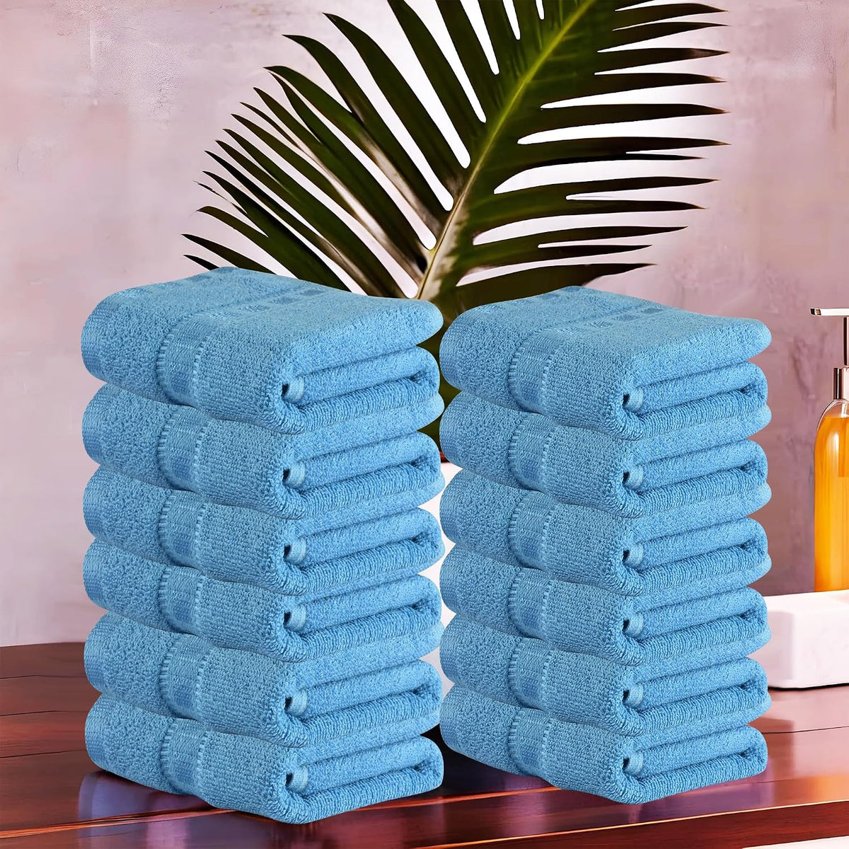 Kuber Industries Cotton Face Towel 2400 Gsm | Workout Gym Napkins Hand Towel For Men & Woman Quick-Drying Napkins - Sky Blue (Pack Of 12)