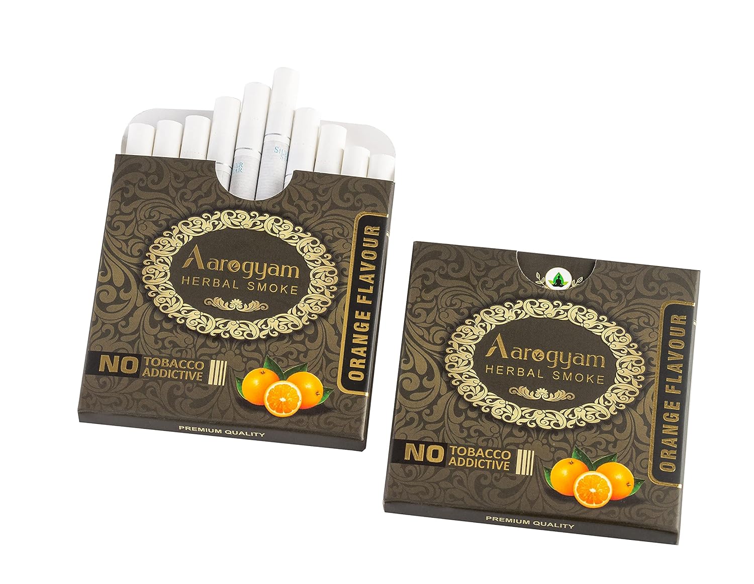Aarogyam Herbals 100% Tobacco & Nicotine Free Flavour Cigarette For Relieve Stress And Mood Enhance Product For Smokers - Orange Flavour 1 Packet 10 Sticks