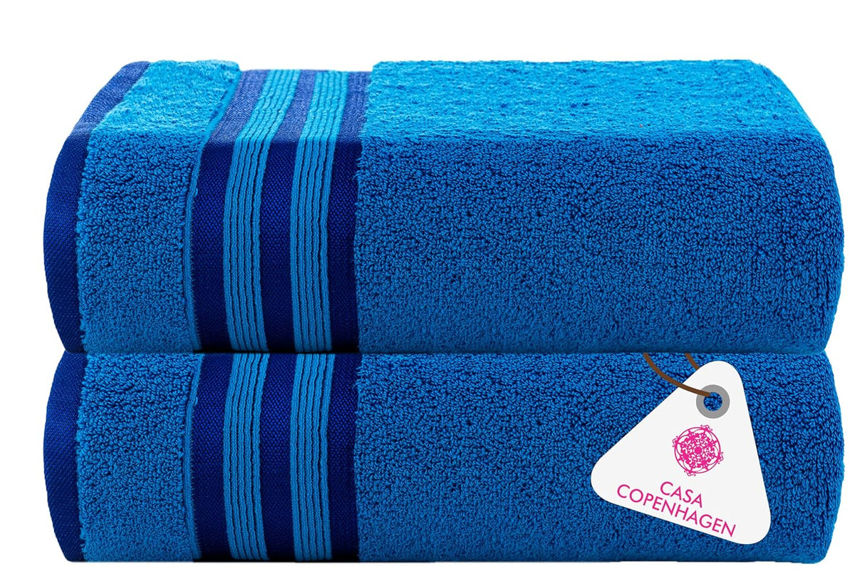 Casa Copenhagen Egyptian Cotton Zero Twist Hand Towel 400 Gsm (Electric Blue) -2 Pcs