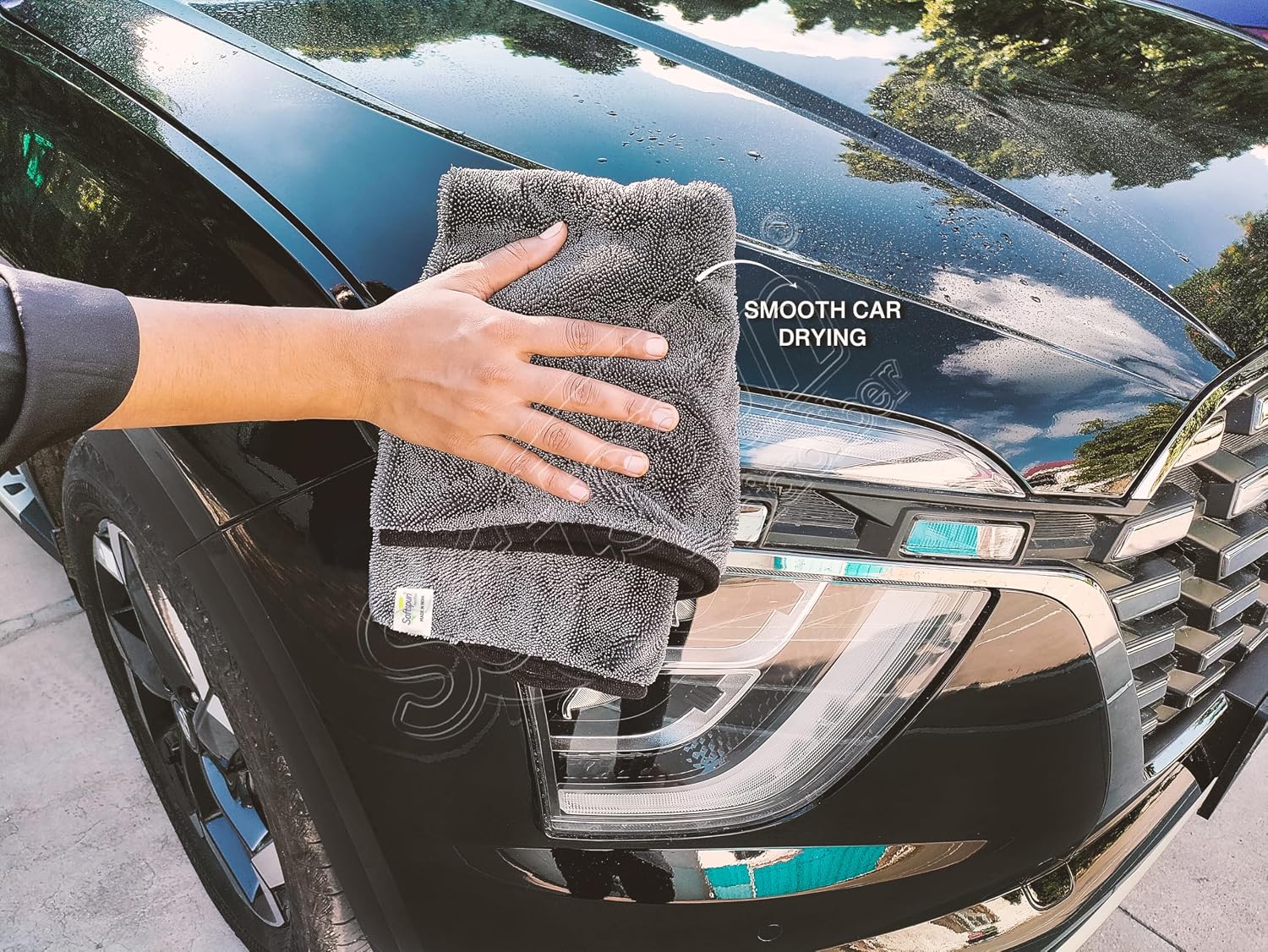 Softspun Microfiber Cloth Towel 400 Gsm | Extra Thick Microfiber Cleaning Cloths Perfect For Bike, Auto, Cars Both Interior & Exterior (Grey)- Pack Of 1