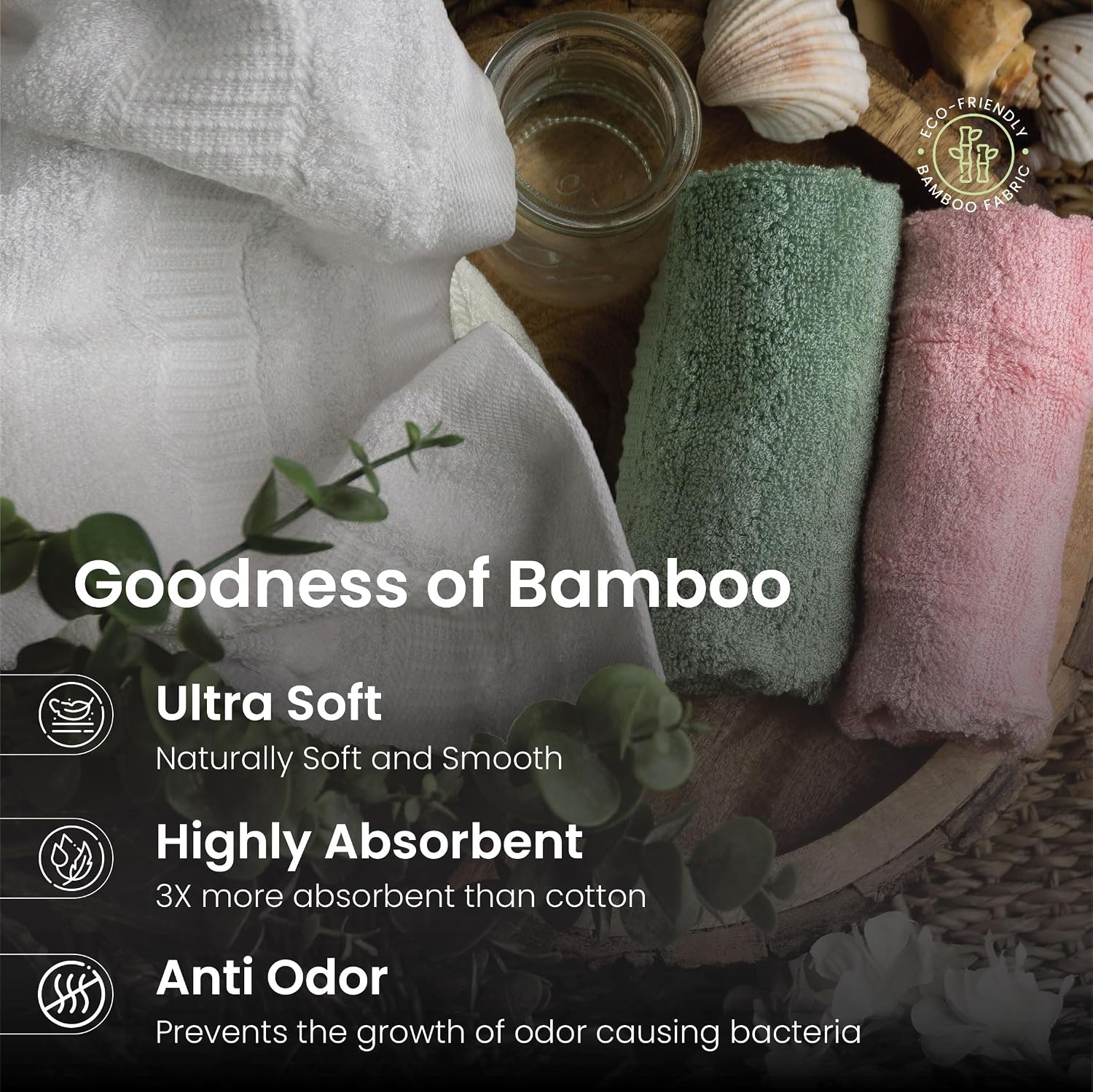 Mush Bamboo Luxurious Face Towel 900 Gsm | Ultra Soft, Absorbent & Antimicrobial Towel (Multicolor) - Pack Of 6