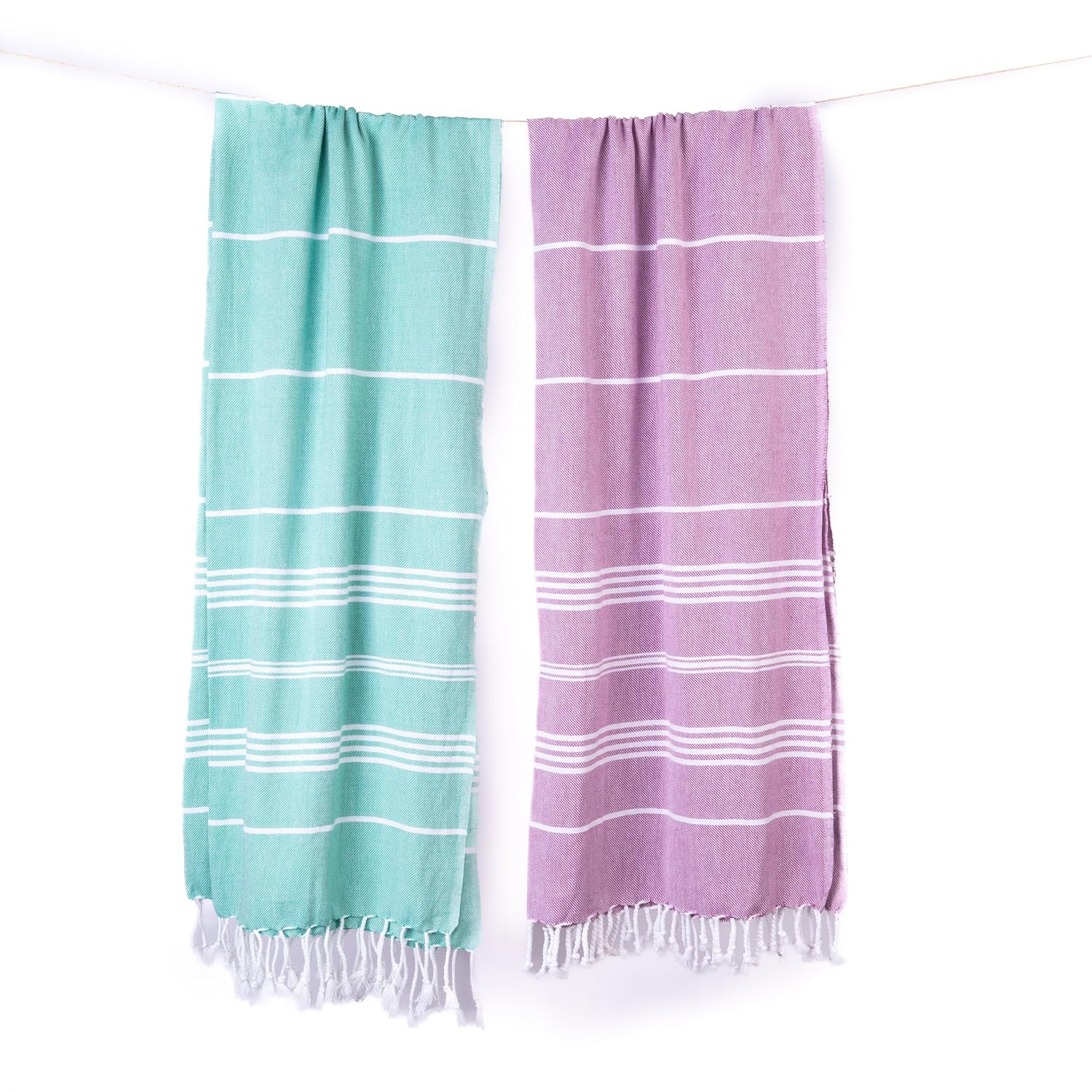 Haber Premium Basic Large Size 100% Cotton Towel 600 Gsm | Soft, Absorbent & Comfortable Quick Dry Bath Towels - Plum & Mint (2 Pcs)