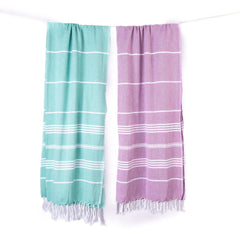 Haber Premium Basic Large Size 100% Cotton Towel 600 Gsm | Soft, Absorbent & Comfortable Quick Dry Bath Towels - Plum & Mint (2 Pcs)