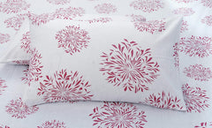 1 Single Bedsheet With 1 Pillow Cover | Durable & Long Lasting Fabric, Easy Hand & Machine Wash | Size - 55 X 88 Inches, White & Mauve