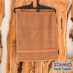 Stamio Cotton Hand Towel 800 Gsm | Soft, Absorbent, Quick Dry, Small Size Towels, Travel Friendly Towel (Sepia Brown) - Set Of 4