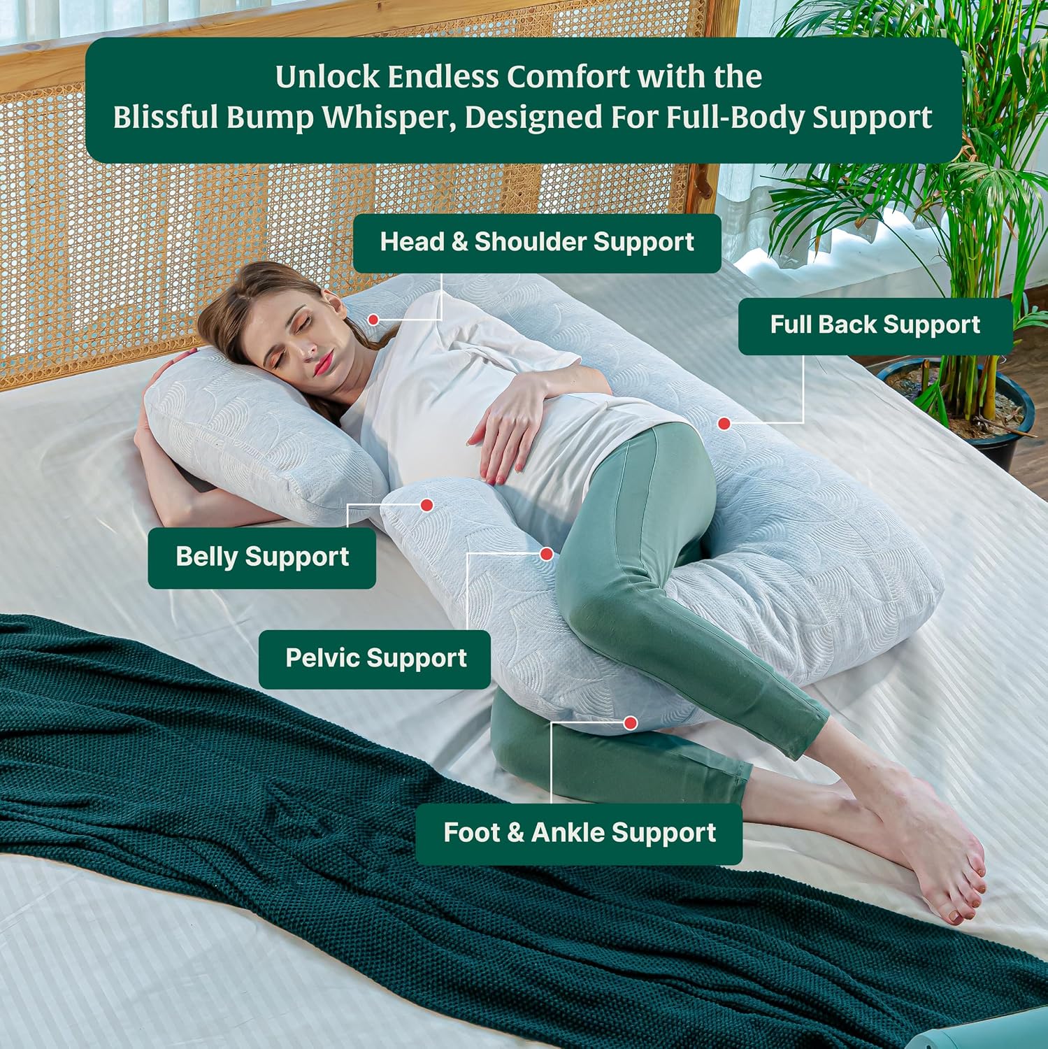 Full Body Pillow, C Shaped Pregnancy Pillow For Sleeping, Light Sky Blue | Maternity Pillow For Pregnancy Sleeping | Pregnancy Pillow For Women | Belly Support Pillow, Multi-Purpose Use