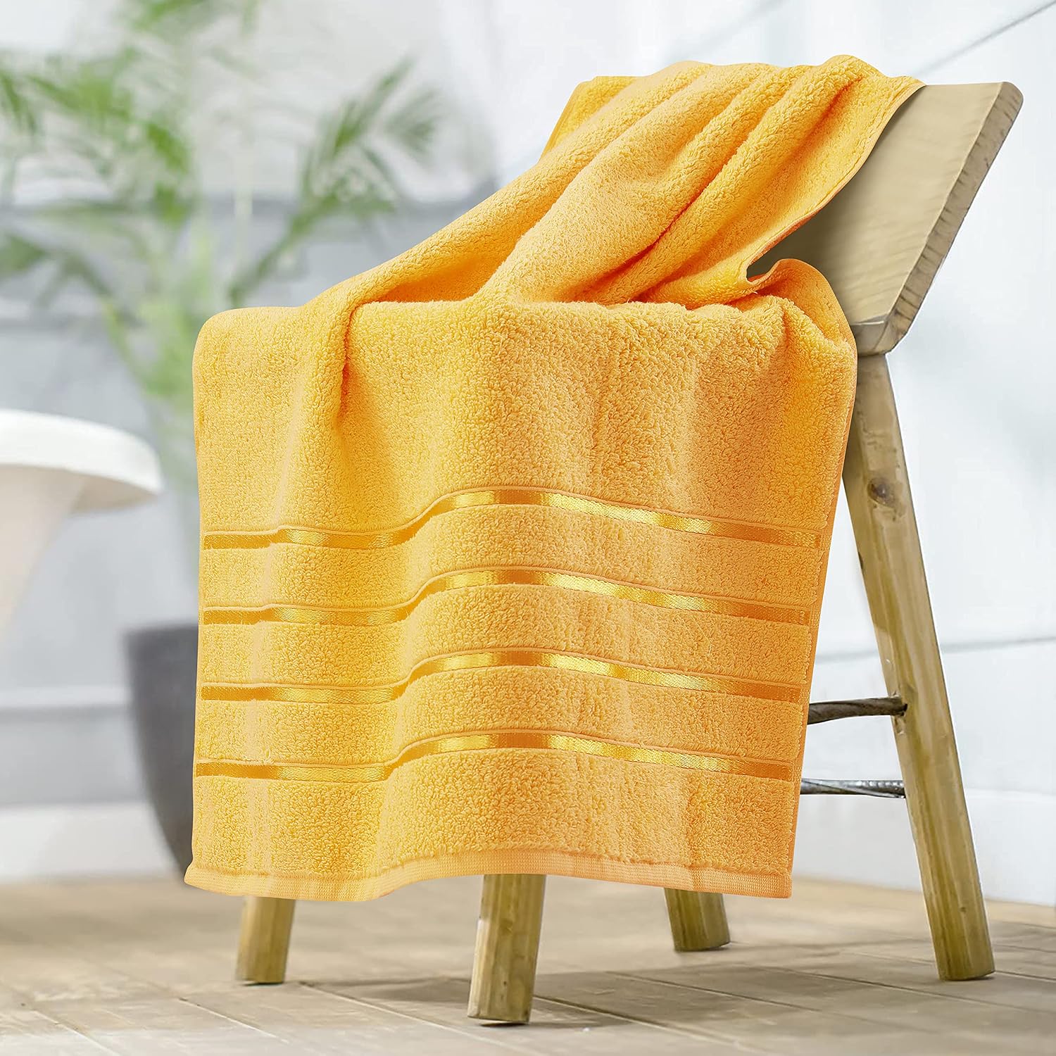 Spread Spain 100% Cotton Hand Towel 600 Gsm | Soft, Fluffy, Super Absorbent & Quick Dry Towels For Pool, Spa & Gym (Yellow)