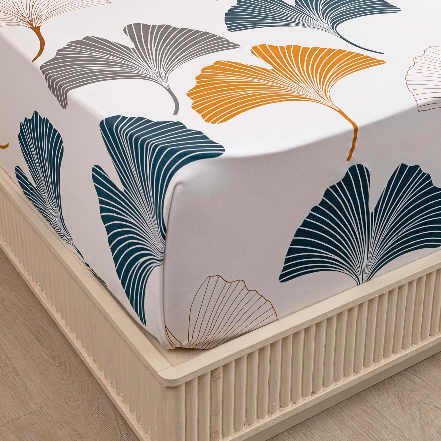 Soft Bedsheets For Queen Size With Two Pillow Cover - 90 X 100 Inches, White & Mustard | Lightweight, Soft, Skin Friendly - Durable Bedsheets For Everyday Comfort