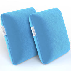 Memory Foam Square Cushion Pillow, For Car, Sofa & Diwan, Bed, Sky Blue - 14 X 14 X 4 Inch | Highly Durable, Hypoallergenic, Portable, Adjustable, Velvet Cover, Multipurpose Use - Pack Of 2