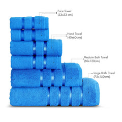 Spread Spain 100% Cotton Hand Towel 600 Gsm | Soft, Fluffy, Super Absorbent & Quick Dry Towels For Pool, Spa & Gym (Azhar Blue) -Set Of 3