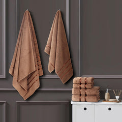 Spread Spain 100% Cotton Hand Towel 600 Gsm | Soft, Fluffy, Super Absorbent & Quick Dry Towels For Pool, Spa & Gym (Tabacco) -Set Of 2