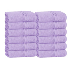 Boutiquo Ultra Soft 100% Cotton Washcloths 1800 Gsm | Contains Face Cloths Compact & Lightweight Multi Purpose Washcloths - Purple (12 Piece)