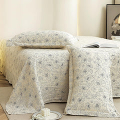 Flat Bedsheet For King Size With Two Pillow Covers - 100 X 108 Inches, Off White & Grey | Super Soft Bed Sheet For King Size Bed | Floral Design
