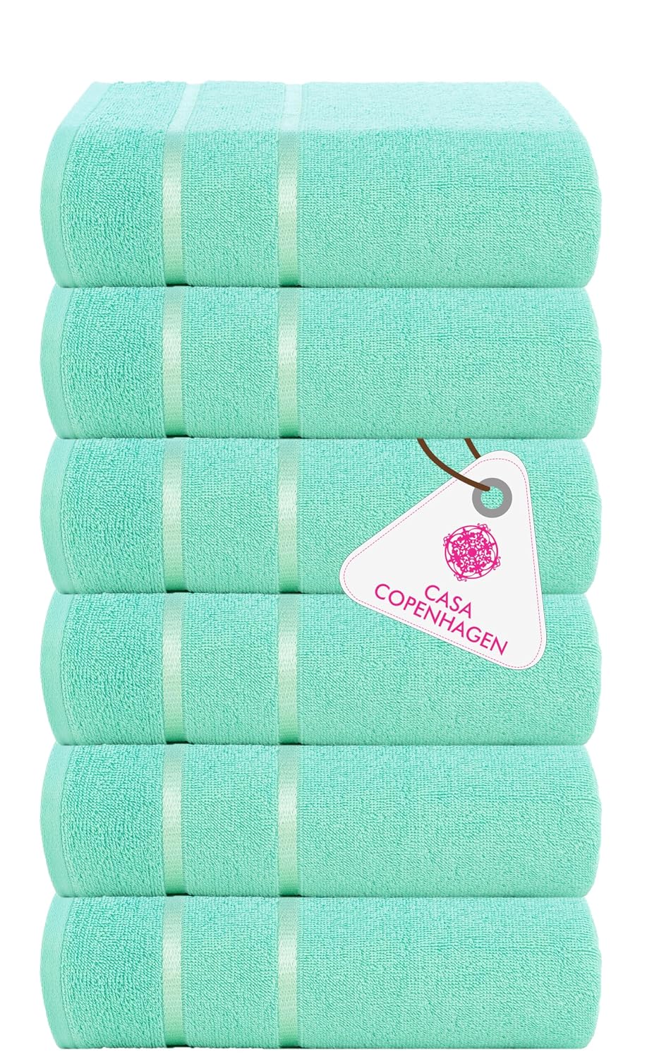 Casa Copenhagen Egyptian Cotton Ecstatic Hand Towel 740 Gsm (Aqua Blue)- 6 Pcs