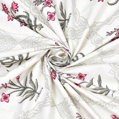 Pure Cotton King Size Bedsheet 2 Matching Pillow Covers | 100x108 Inches, Pink & White | Traditional Jaipuri Printed Bedsheet | Ideal Wedding Gift, Housewarming, Special Occasion Surprise