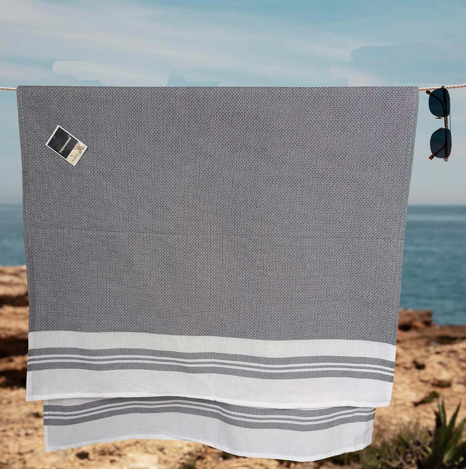 Padhumam Cotton Large Size Bath Towel 400 Gsm | Towels For Men & Women (Grey)