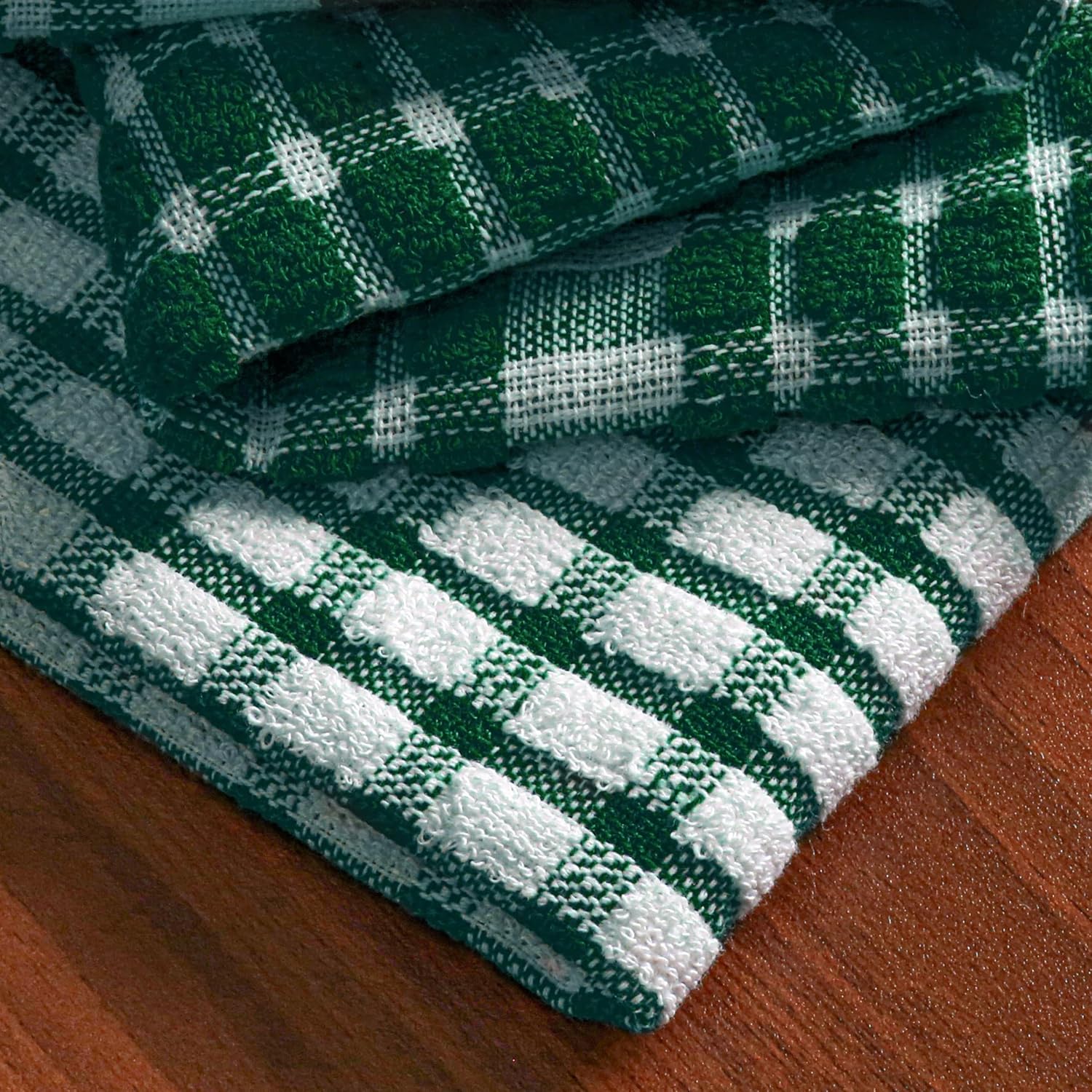 Furnofy Kitchen Cleaning Towel 340 Gsm | Soft & Absorbent Hand Towel For Kitchen Cleaning & Quick Drying Of Plates & Glasses (Green)- Set Of 4