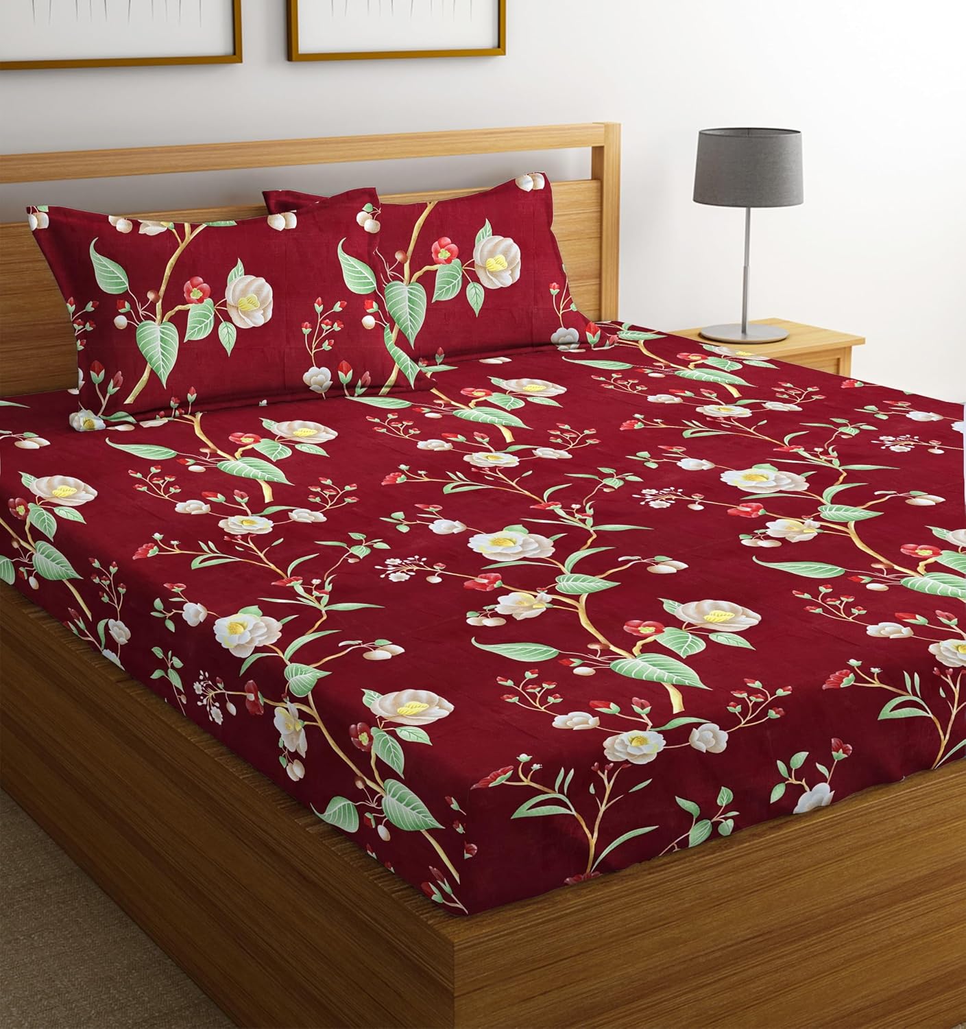 Combo 4 Double Bedsheet With 8 Pillow Covers - 85 X 86 Inches, Multicolor | Fade Resistant & Durable Breathable & Wrinkle Free Bed Sheet