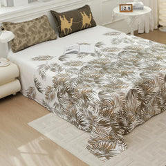 Soft Bedsheet For King Size Bed With 2 Matching Pillow Cover | 106 X 106 Inches, White & Green | Skin-Friendly Touch & Lasting Comfort - Soft & Breathable