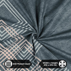 Soft Bedsheet For King Size Bed With 2 Matching Pillow Cover | 106 X 106 Inches, Grey & White | Skin-Friendly Touch & Lasting Comfort - Soft & Breathable
