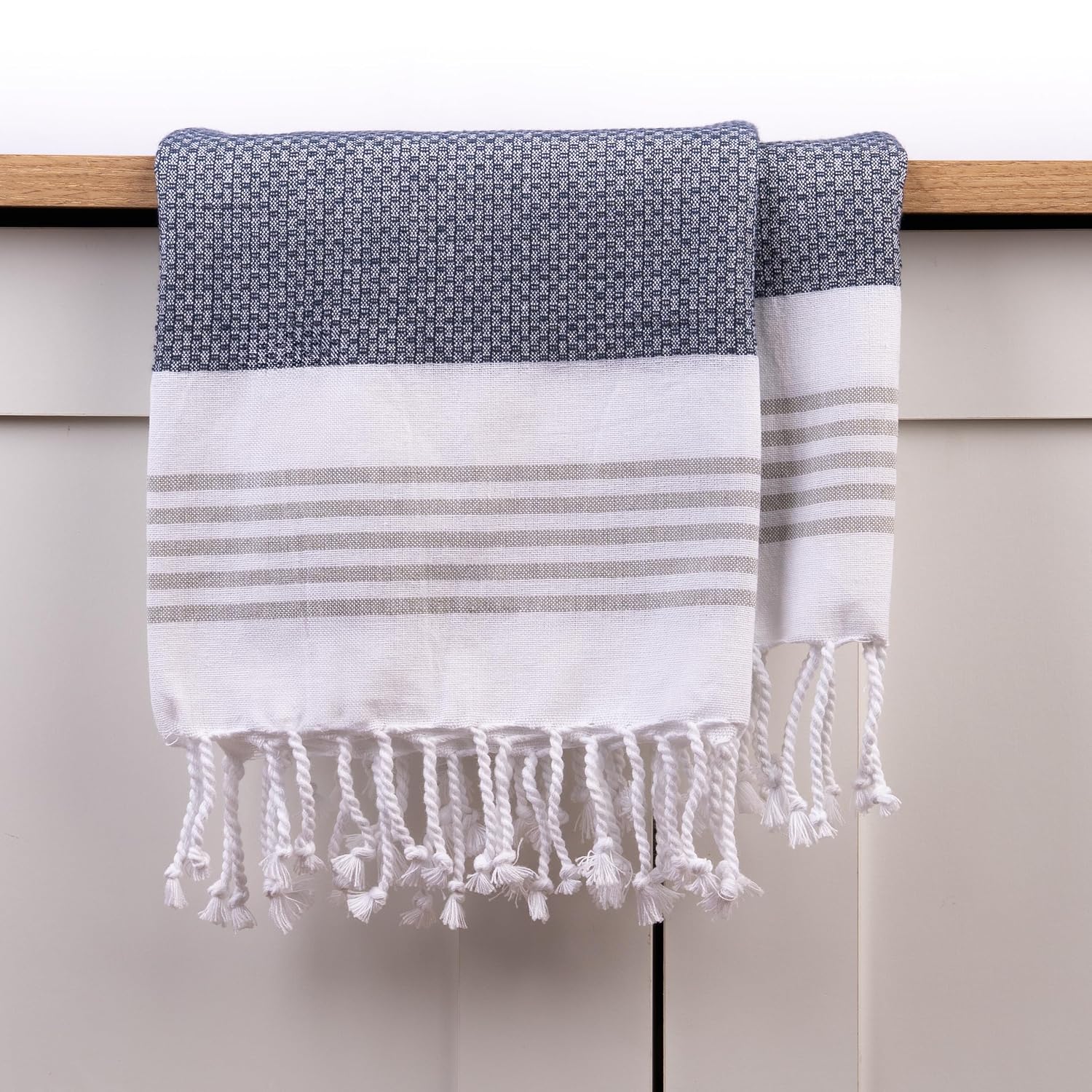 Haber Premium Light Weight 100% Cotton Bath Towel 250 Gsm | Unique Micro Waffle Texture For Active Feel, Quick Absorption & Faster Drying Towel (Blue)