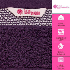 Casa Copenhagen Egyptian Cotton Solitaire Hand Towel 740 Gsm (Dark Purple)- Pack Of 6