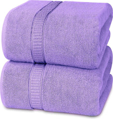 Rewop Microfiber Bath Towels 1200 Gsm | Large Size-Super Soft Coral Fleece Bathing Towel With Hook Quick Dry Super Absorbent-Bath Towel For Men & Women (Purple)- Pack Of 2