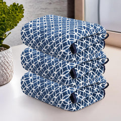 Heart Home Microfiber Soft Face Towels 700 Gsm | Quick Dry & Absorbent Hanging Hand Towels Circle - Blue (Pack Of 3)
