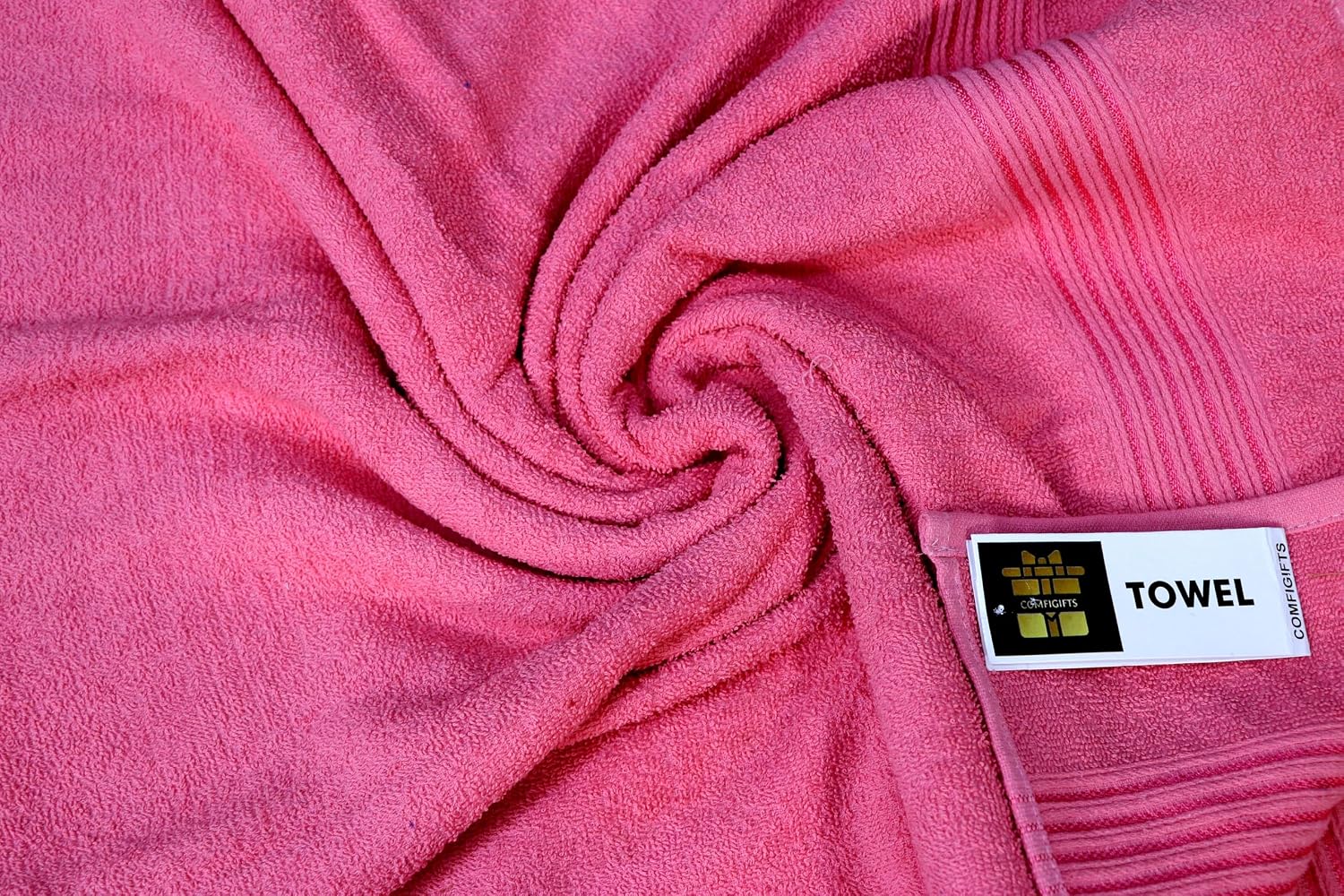 Comfigifts 100% Cotton 2 Bath & 2 Hand Towels 1400 Gsm | Soft, Absorbent, Lightweight Towels With Computerized Embroidery (Pink D2)