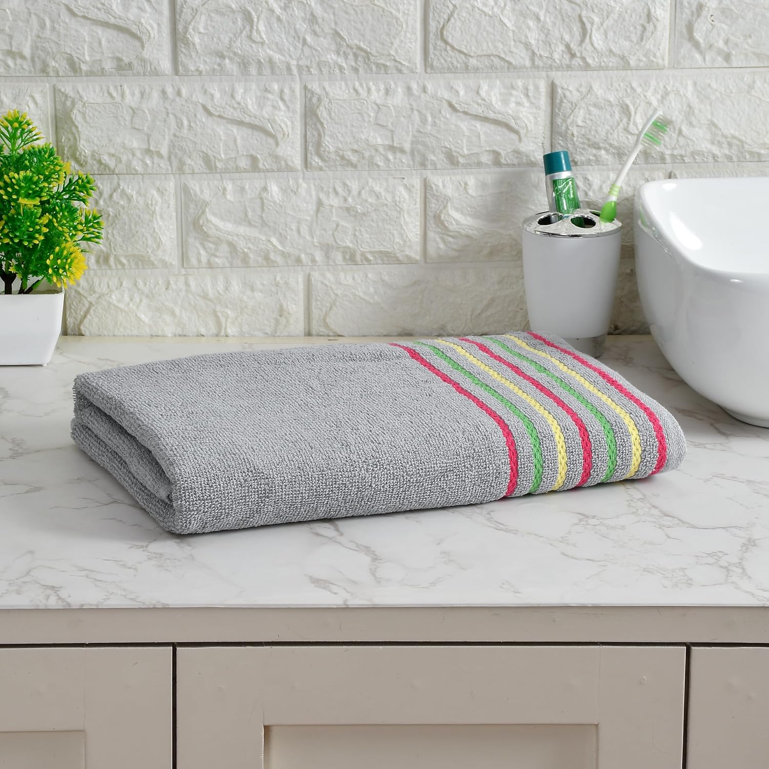 Pure Cotton Bath Towel 400 Gsm | Quick Dry Large Size Bath Towel (Light Grey)