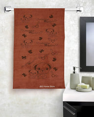 Jbg Home Store Kids Bath Towel 500 Gsm | Premium Microfiber Quick Drying Towels For Babies, Cartoon Print Wash Dry Cloth Towel (Peach & Brown Bear) - 2 Pcs