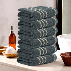 Kuber Industries Soft Cotton Face Towel 900 Gsm | Easily Washable Face Towels (Dark Grey) - Pack Of 6