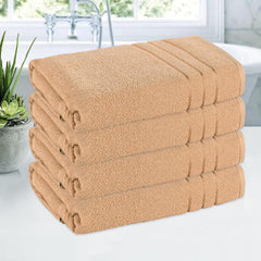 Kuber Industries Bath Towel 1800 Gsm | Towel For Bath, Gym, Travel & Beach | Plain Lining (Light Brown)- Pack Of 4