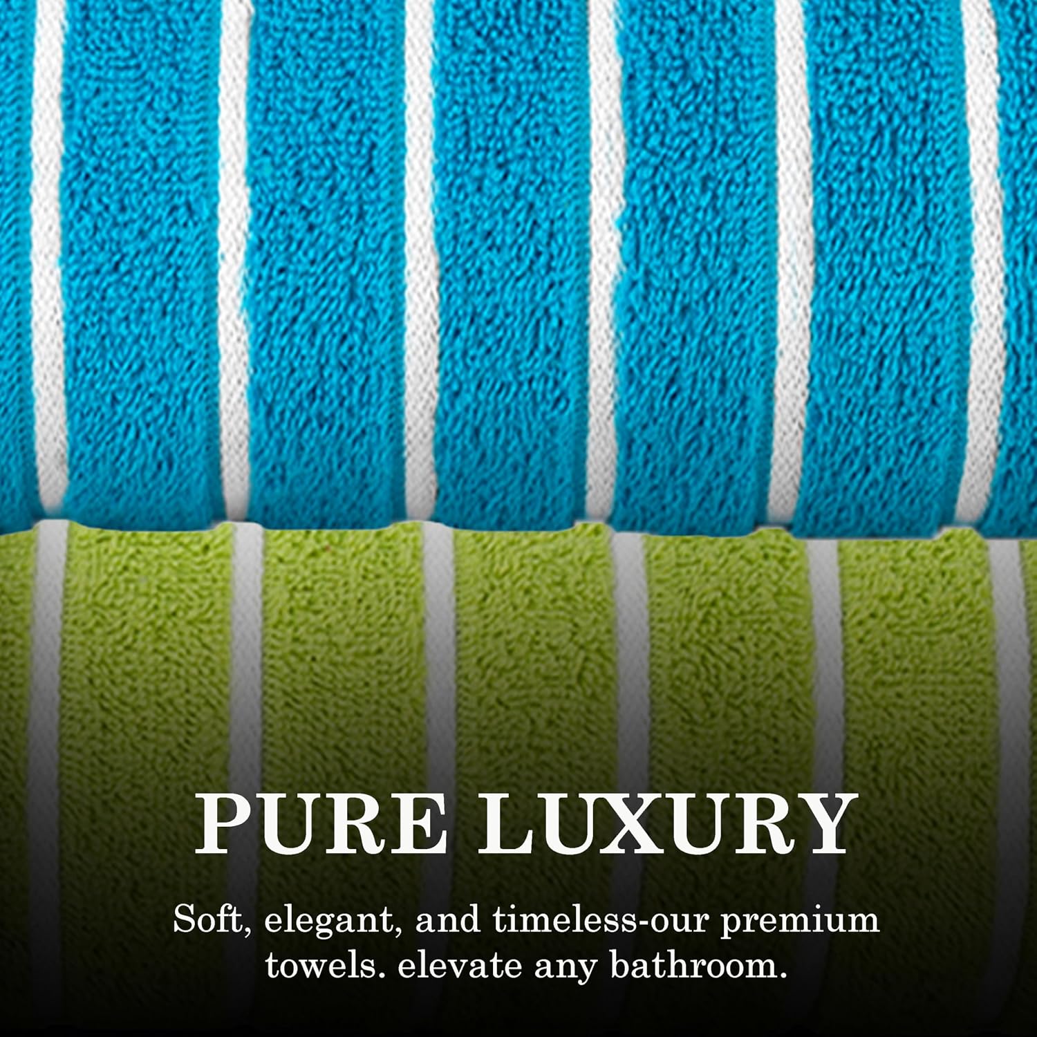 Casa Copenhagen Designed In Denmark Estatic Super Soft 2 Pieces 100% Cotton Large Bath Towel - Teal Blue & Lime Green
