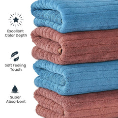 Urbanleaf Stripe Microfiber Hand Towels 340 Gsm | Gym & Workout Towels, Pack Of 4 (Multicolor 4)
