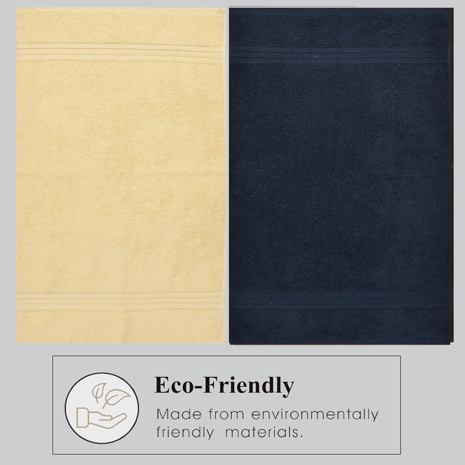 Fresh From Loom Luxury Fur Collection Hand Towel 500 Gsm Napkins Cotton High Absorbency Double Stitched Size (Cream & Dark-Blue) - Set Of 4