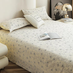Flat Bedsheet For King Size With Two Pillow Covers - 100 X 108 Inches, Off White & Grey | Super Soft Bed Sheet For King Size Bed | Floral Design