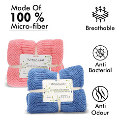 Urbanleaf Microfiber Large Bath Towel 300 Gsm | Quick Dry Super Absorbent - Bath Towel For Men & Women | Pack Of 2 (Blue & Pink)