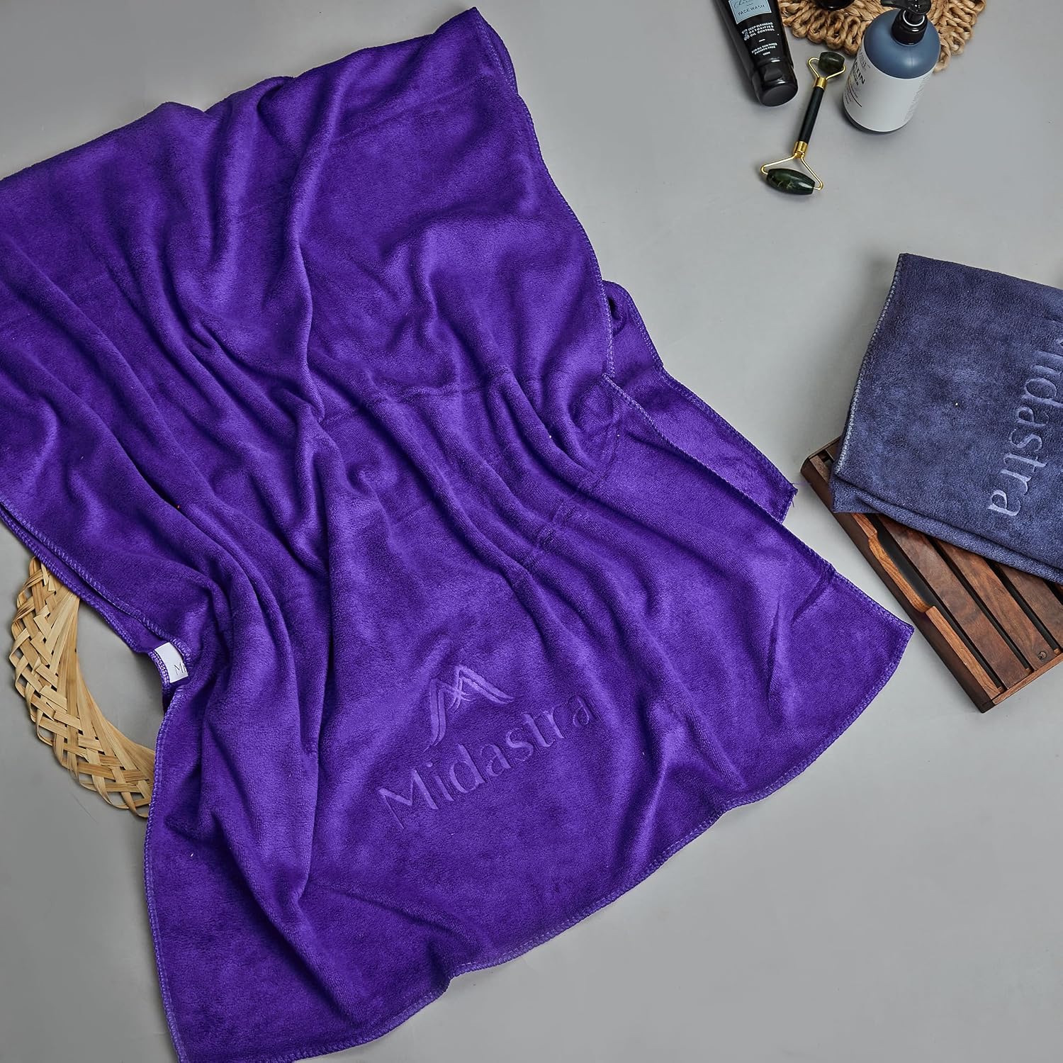 Midastra Microfiber Bath Towel 500 Gsm | Fast Drying, Extra Soft & Absorbent, Perfect for Home, Gym, Travel Bath Towel (Purple)