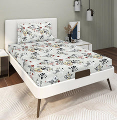 Glace Cotton Super Soft Bedsheets Single Bed Size (60 X 90 Inch) With 1 Pillow Cover | All Around Elastic Fitted Bedsheets, Grey