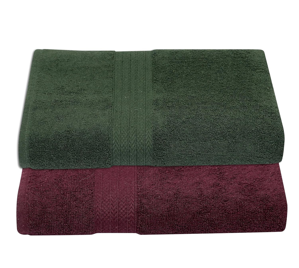 RD Trend 100% Cotton Bath Towels 1000 Gsm | Soft & Absorbent Bath Towel For Men, Women Urban Comfort (Green & Wine) - 2 Pcs