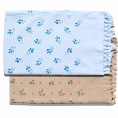 100% Printed Thin Towel 700 Gsm | Quick Dry & High Absorbent Thorthu Bath Cotton Towels (Brown & Blue) - Set Of 2