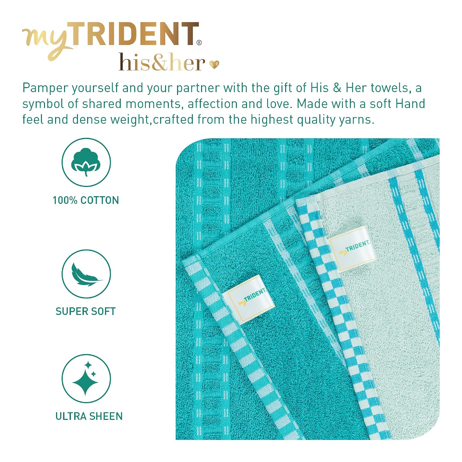 Mytrident 100% Cotton Bath Towel 1200 Gsm (Light Blue & Sky Blue) - 2 Piece